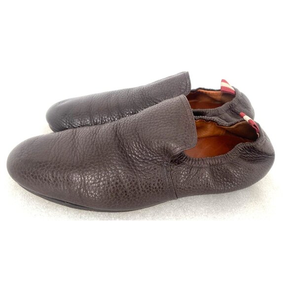 BALLY Brown Pebbled Leather Cowboy Driver Loafers Collapsable Shoes Sz 7 USA - Picture 4 of 16